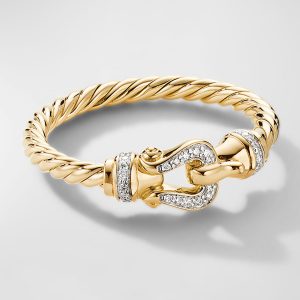 Petite Buckle Ring with Diamonds in 18K Gold, 2mm, Size 9.5- sku223050615