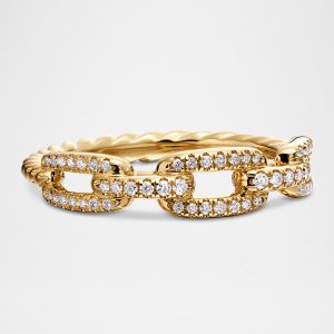 Stax Chain Link Ring with Diamonds in 18K Gold, 4.5mm, Size 10- sku223040242
