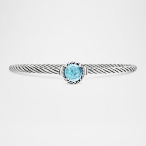 Petite Chatelaine Bracelet in Silver with Blue Topaz, 3mm, Size L- sku223050262