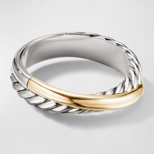Crossover Band Ring in Silver with 18K Gold, 5.3mm, Size 10- sku223050296