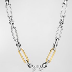 Lexington Chain Necklace in Silver with 18K Gold, 7mm, 21"L- sku223040476