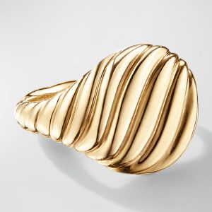 Sculpted Cable Pinky Ring in 18K Gold, 13mm, Size 3.5- sku211791644