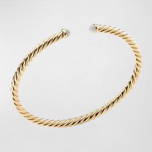 Cable Bracelet in Gold with Diamonds, Size S- sku194813351