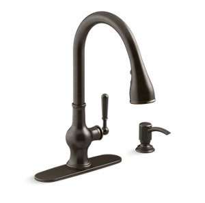 Capilano® Pull-down single-handle kitchen faucet with soap/lotion dispenser - K-R24214-SD-2BZ