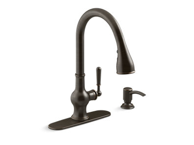 Capilano® Pull-down single-handle kitchen faucet with soap/lotion dispenser - K-R24214-SD-2BZ