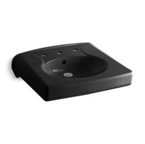 Brenham Wall-mount or concealed carrier arm mount commercial bathroom sink with widespread faucet holes - K-1997-8-7