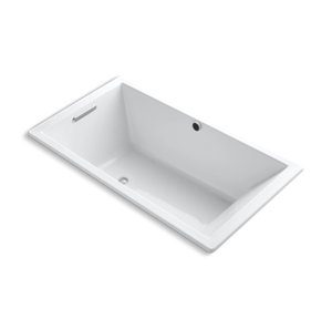 Underscore® Rectangle 66" x 36" drop-in bath with Bask® heated surface and end drain - K-1136-W1-0