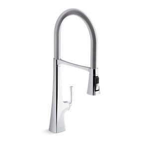 Graze® Semi-professional kitchen sink faucet with three-function sprayhead - K-22060-CP