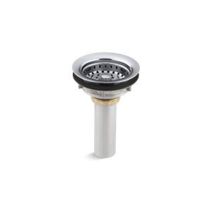 Stainless steel sink drain and strainer with tailpiece for 3-1/2" to 4" outlet - K-8813-CP
