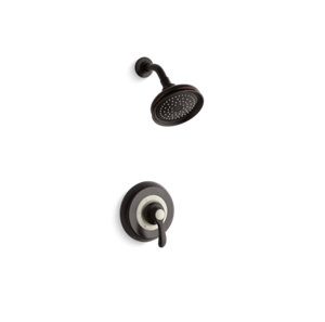 Fairfax® Rite-Temp® shower valve trim with lever handle and 2.5 gpm showerhead - K-TS12014-4-2BZ