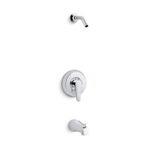 July Rite-Temp® bath and shower valve trim with lever handle and slip fit spout, less showerhead - K-TLS98007-4-CP