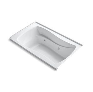 Mariposa® 60" x 36" alcove whirlpool bath with Bask® heated surface, integral flange and right-hand drain - K-1239-RW-0