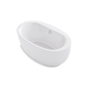 Sunstruck® 60" x 34" oval freestanding bath with fluted shroud and center drain - K-24002-0