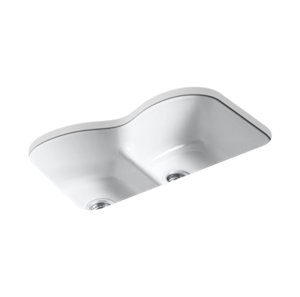 Langlade® 33" x 22" x 9-5/8" Smart Divide® undermount double-equal kitchen sink with 6 oversize faucet holes - K-6626-6U-0