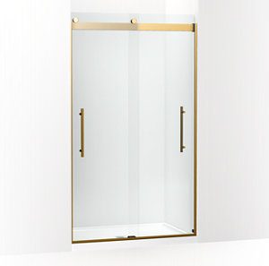 Levity® Plus Frameless sliding shower door, 81-5/8" H x 44-5/8 - 47-5/8" W, with 3/8"-thick Crystal Clear glass - K-702427-L-2MB