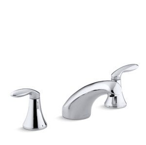 Coralais® Rim-mount bath faucet trim with 5-1/2" spout and lever handles, valve not included - K-T15294-4-CP
