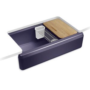 Riverby® 35-3/4" undermount single-bowl farmhouse workstation kitchen sink - K-24564-DGB