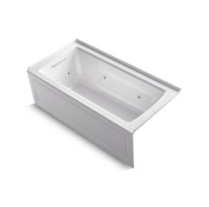 Archer® 60" x 30" alcove whirlpool bath with integral flange and left-hand drain - K-1947-LA-0