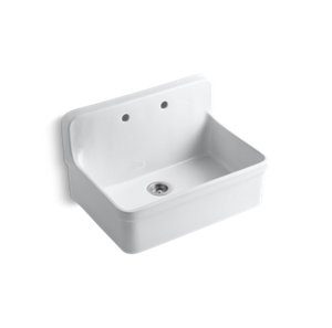 Gilford 30" x 22" x 17-1/2" wall-mount/top-mount single-bowl kitchen sink - K-12700-0
