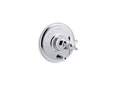 Artifacts® Rite-Temp® pressure-balancing valve trim with push-button diverter and prong handle - K-T72768-3M-CP