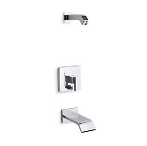 Loure® Rite-Temp® bath and shower trim set with push-button diverter, less showerhead - K-T14664-4L-CP