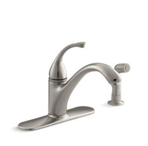 Forté® 4-hole kitchen sink faucet with 9-1/16" spout, matching finish sidespray - K-10412-VS