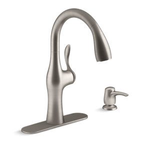 Alma® Pull-down kitchen faucet with soap/lotion dispenser - K-R45350-SD-VS