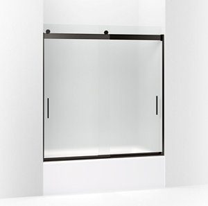 Levity® Sliding bath door, 62" H x 56-5/8 - 59-5/8" W, with 1/4" thick Frosted glass - K-706000-D3-ABZ