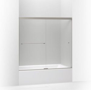 Revel® Sliding bath door, 55-1/2" H x 56-5/8 - 59-5/8" W, with 1/4" thick Crystal Clear glass - K-707000-L-BNK