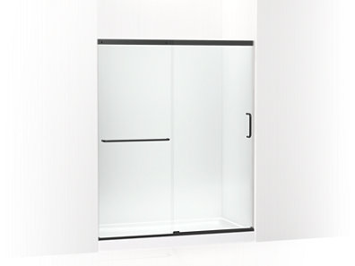 Elate Sliding shower door, 70-1/2" H x 56-1/4 - 59-5/8" W, with 1/4" thick Crystal Clear glass - K-707608-6L-BL
