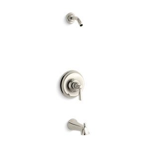 Bancroft® Rite-Temp® bath and shower valve trim with metal lever handle and slip-fit spout, less showerhead - K-TLS10582-4-SN