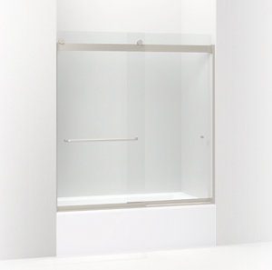 Levity® Sliding bath door, 62" H x 56-5/8 - 59-5/8" W, with 5/16" thick Crystal Clear glass - K-706166-L-NX