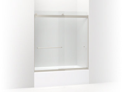 Levity® Sliding bath door, 62" H x 56-5/8 - 59-5/8" W, with 5/16" thick Crystal Clear glass - K-706166-L-NX