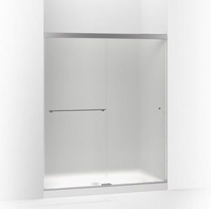 Revel® Sliding shower door, 76" H x 56-5/8 - 59-5/8" W, with 5/16" thick Frosted glass - K-707206-D3-SHP
