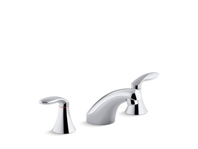 Coralais® Widespread bathroom sink faucet with lever handles, less drain and lift rod - K-15265-4NDRA-CP