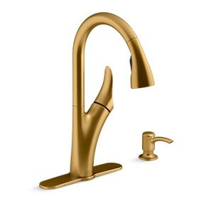 Touchless pull-down kitchen faucet with soap/lotion dispenser - K-REC32323-SD-2MB