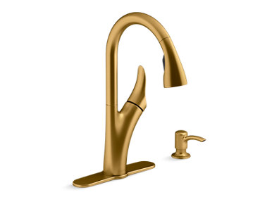 Touchless pull-down kitchen faucet with soap/lotion dispenser - K-REC32323-SD-2MB