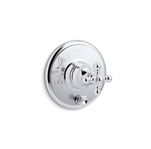 Artifacts® Rite-Temp® valve trim with push-button diverter and cross handle, valve not included - K-T72768-3-CP