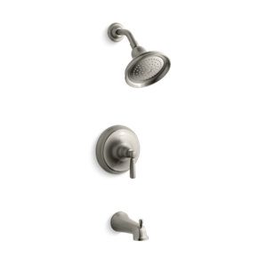 Bancroft® Rite-Temp® bath and shower valve trim with metal lever handle, slip-fit spout and 2.5 gpm showerhead - K-TS10582-4-BN