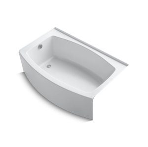 Expanse® 60" x 32" curved alcove bath with integral flange and left-hand drain - K-1100-LA-0