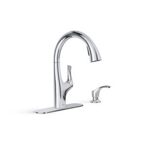 Avi Pull-out single-handle kitchen sink faucet with soap/lotion dispenser - K-R27141-SD-CP