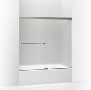 Revel® Sliding bath door, 55-1/2" H x 56-5/8 - 59-5/8" W, with 1/4" thick Frosted glass - K-707000-D3-BNK