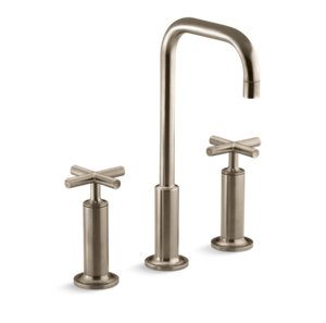 Purist® Widespread bathroom sink faucet with cross handles, 1.2 gpm - K-14408-3-BV