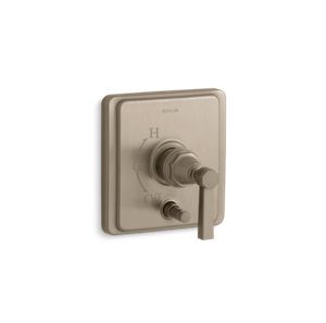 Pinstripe® Rite-Temp® pressure-balancing valve trim with diverter and plain lever handle, valve not included - K-T98757-4A-BV