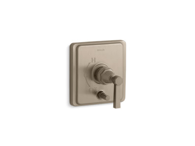 Pinstripe® Rite-Temp® pressure-balancing valve trim with diverter and plain lever handle, valve not included - K-T98757-4A-BV