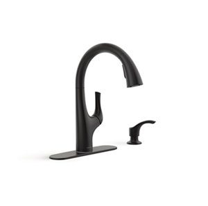 Avi Pull-out single-handle kitchen sink faucet with soap/lotion dispenser - K-R27141-SD-BL