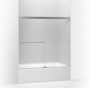 Revel® Sliding bath door, 55-1/2" H x 56-5/8 - 59-5/8" W, with 5/16" thick Frosted glass - K-707001-D3-SHP