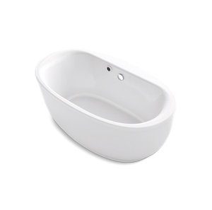 Sunstruck® 60" x 34" oval freestanding bath with Bask® heated surface and fluted shroud - K-24002-W1-0