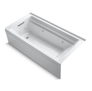 Archer® 72" x 36" alcove whirlpool bath with integral apron and left-hand drain - K-1124-LA-0