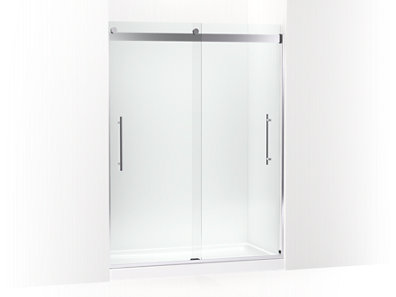 Levity® Plus Frameless sliding shower door, 77-9/16" H x 56-5/8 - 59-5/8" W, with 5/16"-thick Crystal Clear glass - K-702423-L-SHP